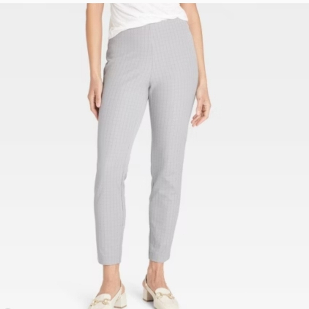 a new day, Gray Skinny Ankle High Rise Pants with Elastic Waistband